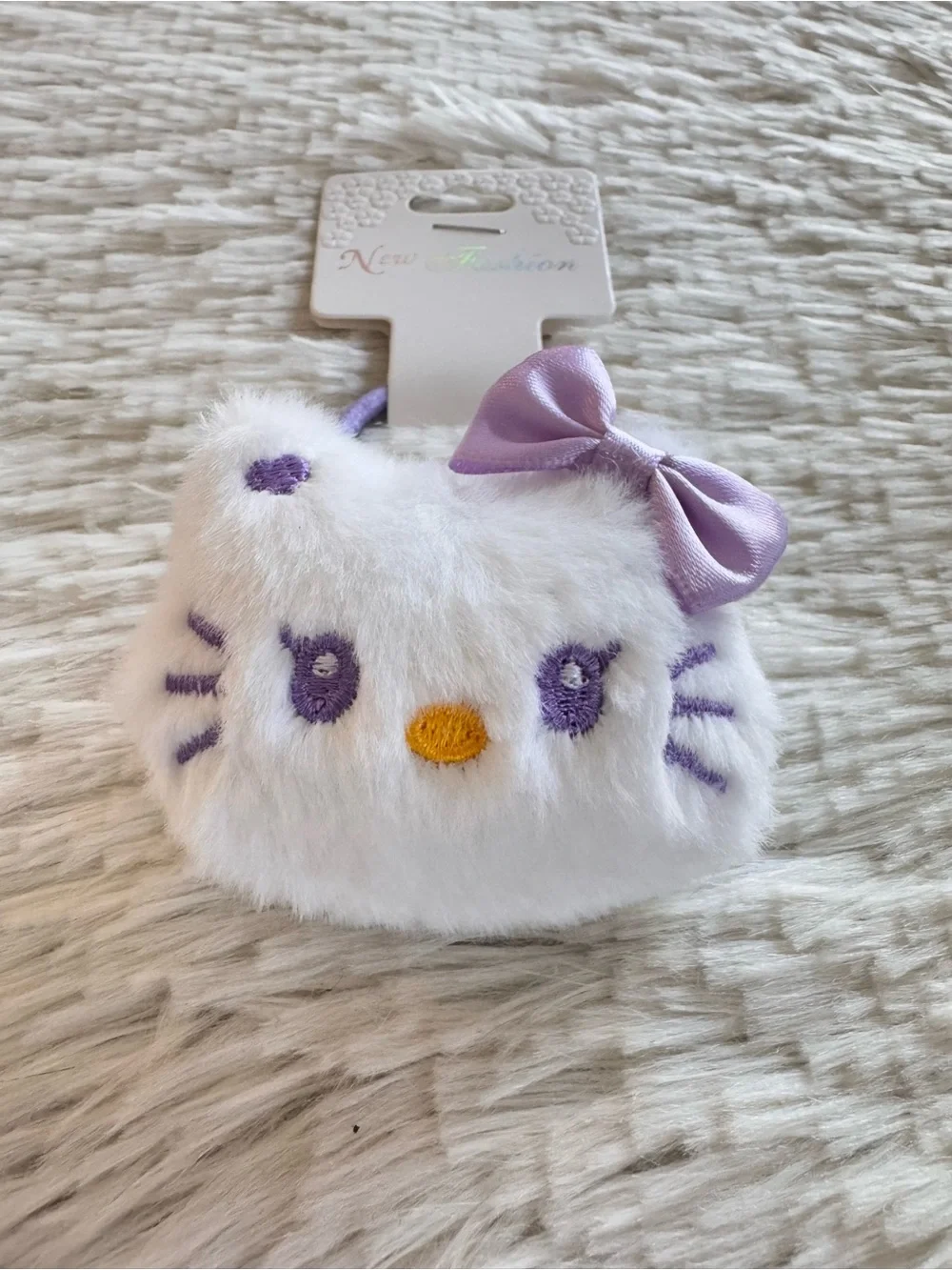 Hello Kitty White & Purple Plush Hair Tie